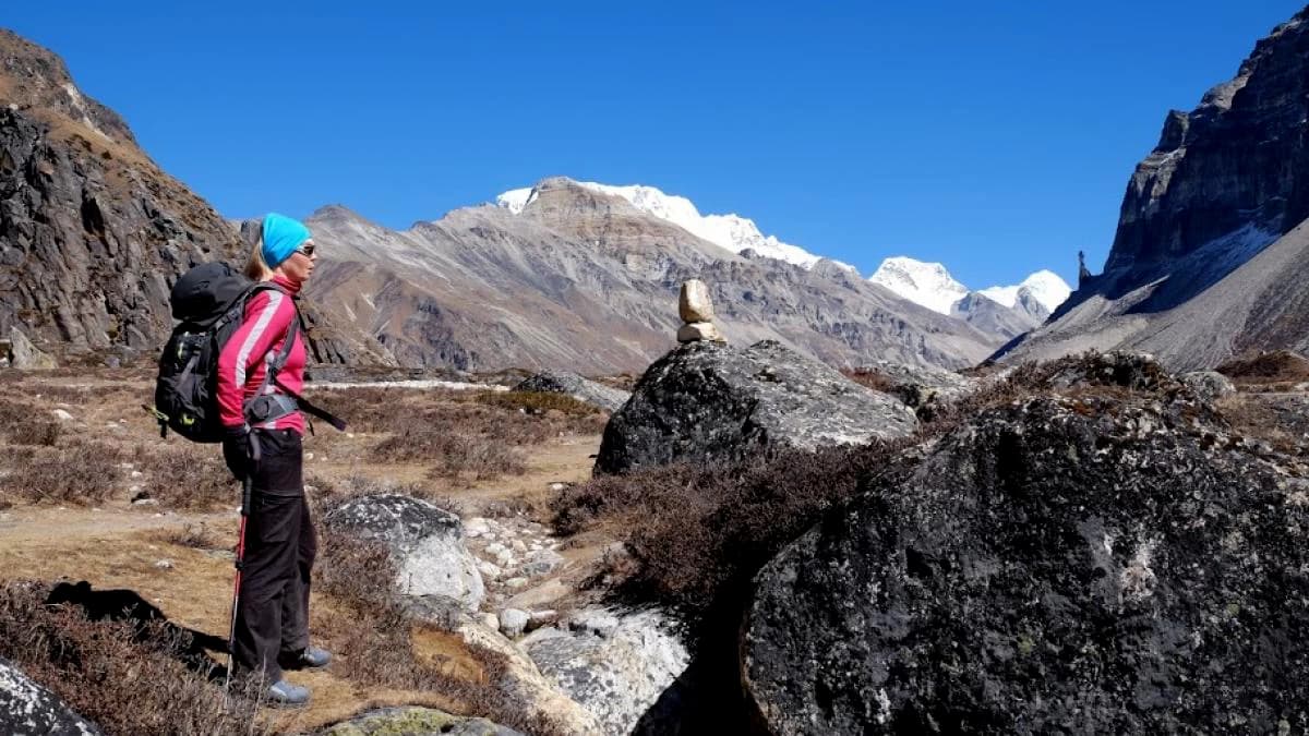 Our Female client during Kanchenjunga circuit Trek