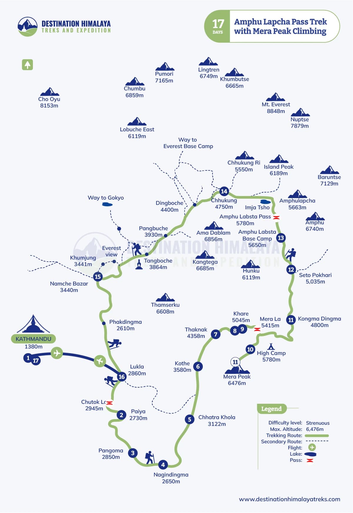 Amphu Lapcha Pass Trek with Mera Peak Climbing Map