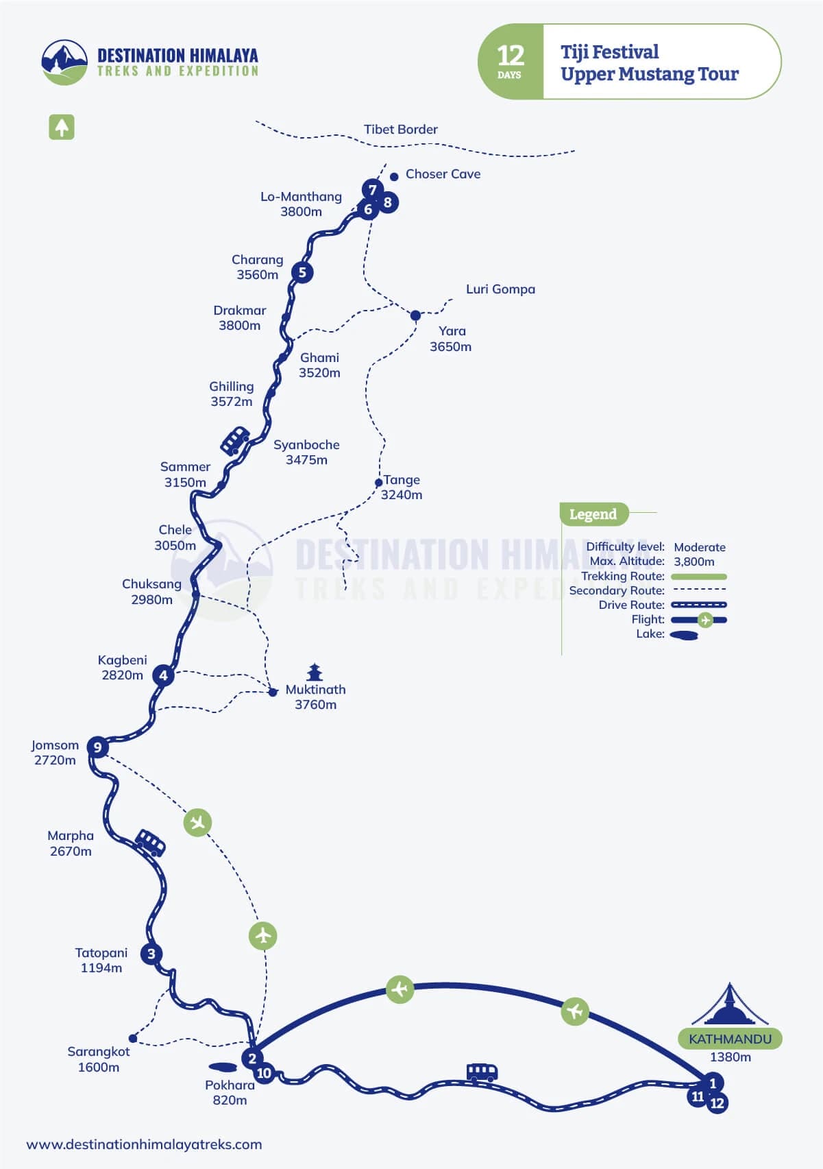 tiji festival upper mustang tour route map